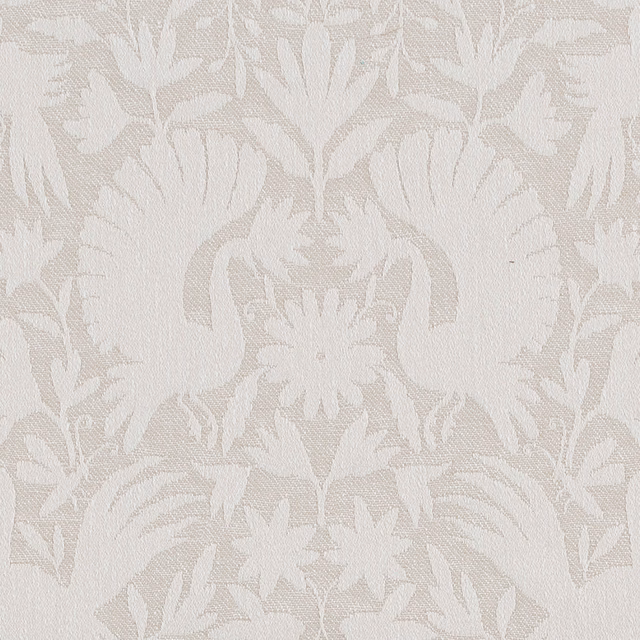 Tonal cream wildlife and leaf jacquard fabric with a soft woven texture