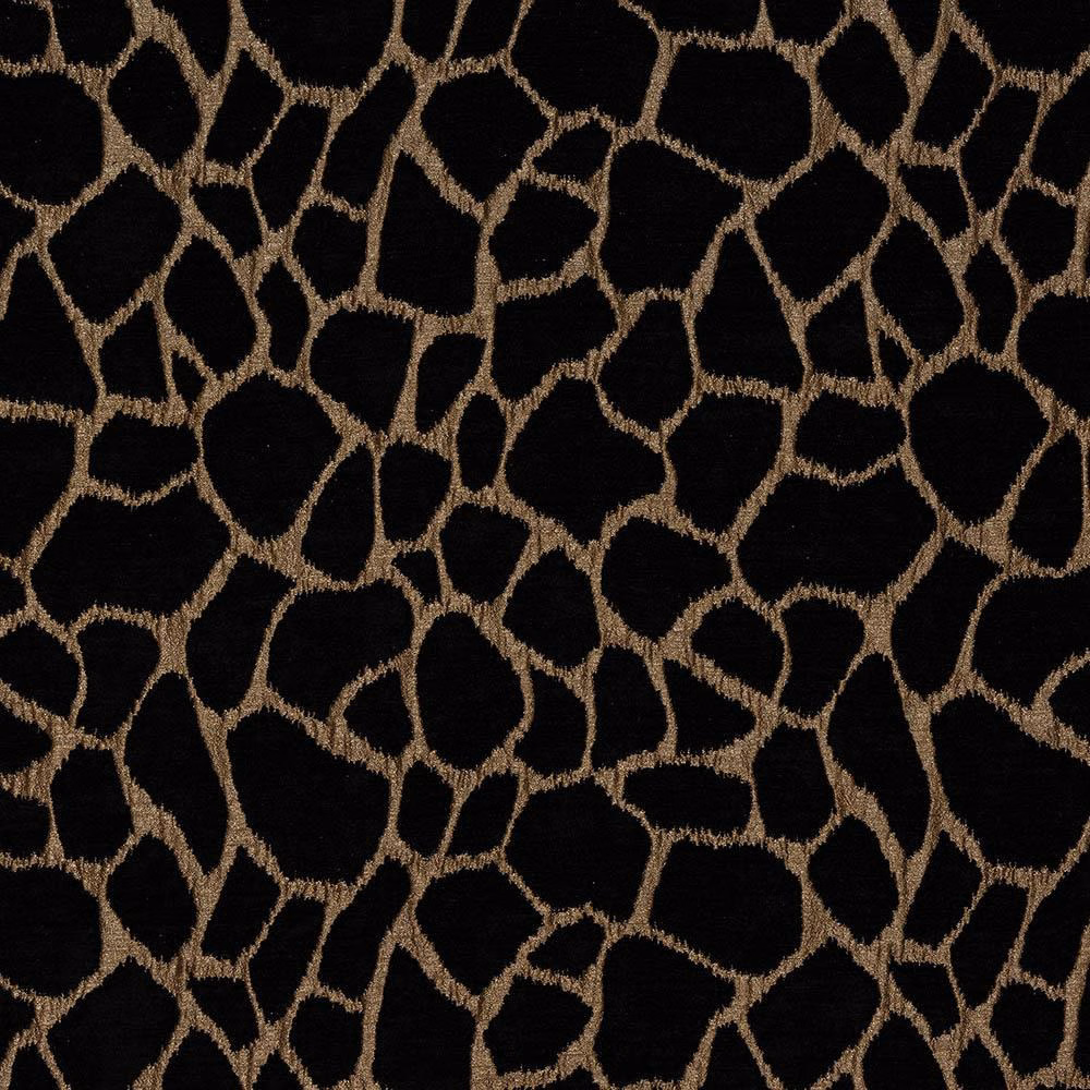Black fabric with a large bronze irregular animal-print weave pattern