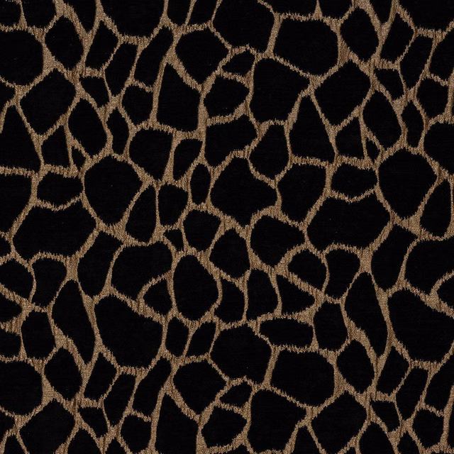 Black fabric with a large bronze irregular animal-print weave pattern