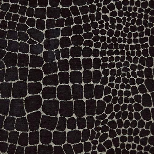 Dark charcoal animal-print fabric with silver-grey outlined spots