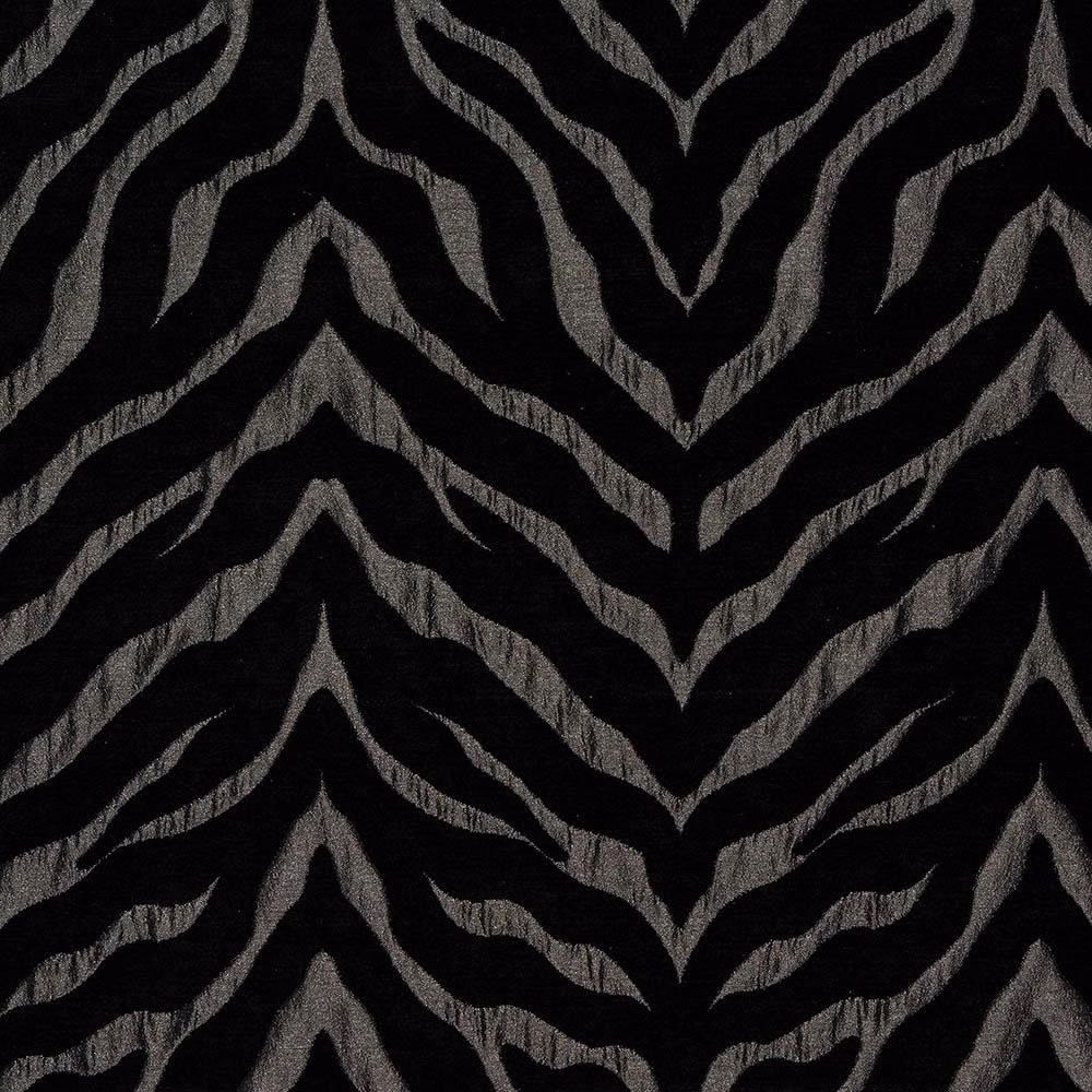 Black and smoky silver zebra-stripe fabric with a softly textured sheen