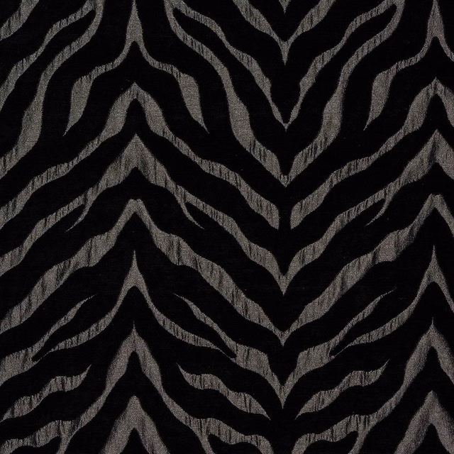 Black and smoky silver zebra-stripe fabric with a softly textured sheen