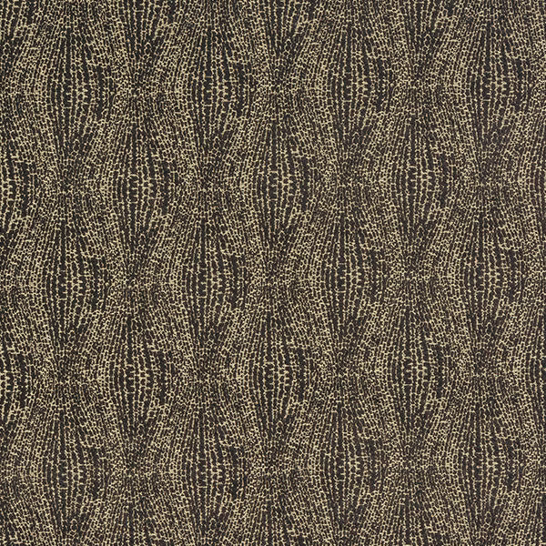 Close-up of taupe-grey geometric fabric with fine graphite shimmer and textured weave