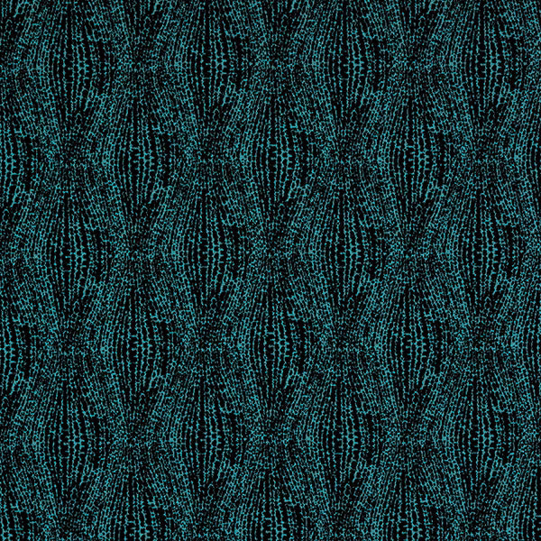 Dark sapphire teal abstract fabric with fine turquoise flecks and a repeating pointed motif