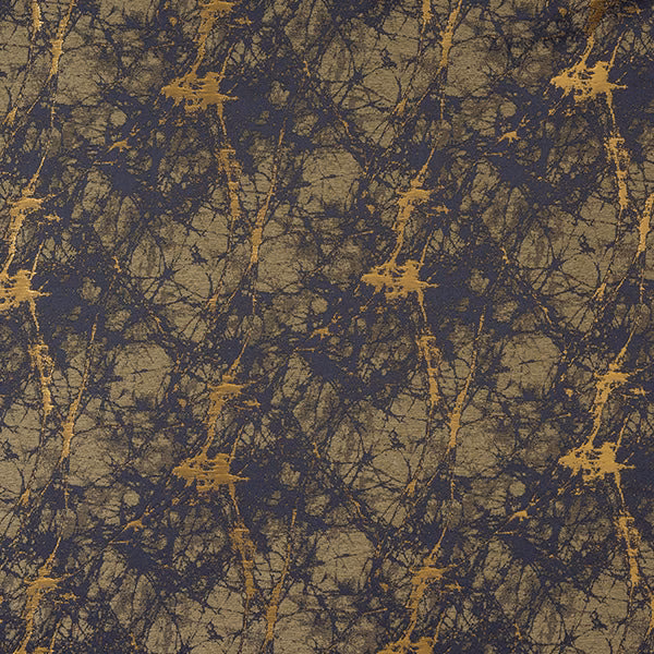 Dark amethyst fabric with crackled gold veining and mottled olive-brown ground