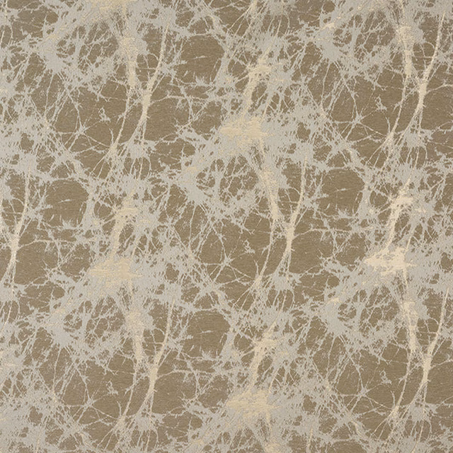Warm taupe abstract fabric with pale crackled web and soft shimmer