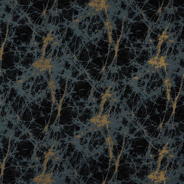 Abstract teal and gold cracked-line pattern on a dark black ground