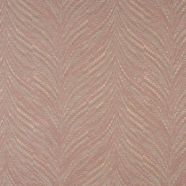 Pink rose gold woven fabric with shimmering leaf stripe pattern