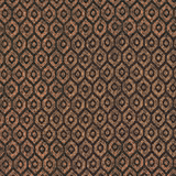 Small copper geometric motif on a dark charcoal woven fabric with subtle shimmer