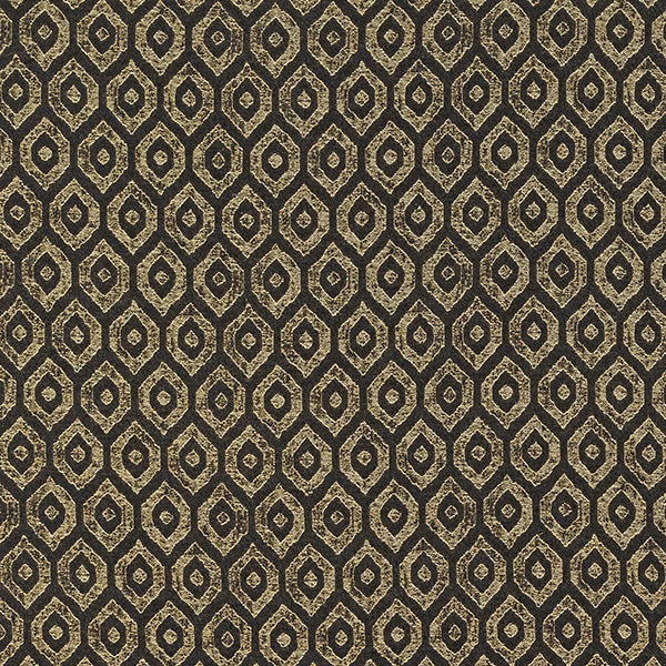 Small bronze diamond geometric fabric on a dark brown ground