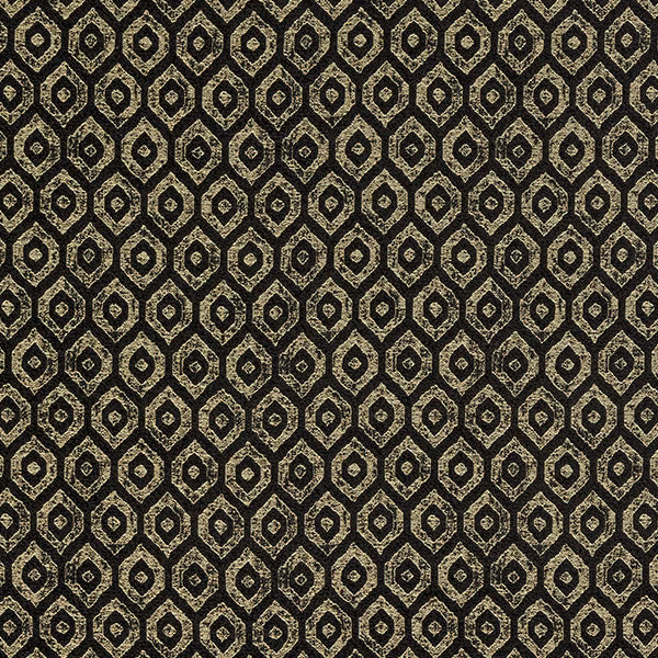 Black and antique-gold geometric fabric with a small repeating diamond motif
