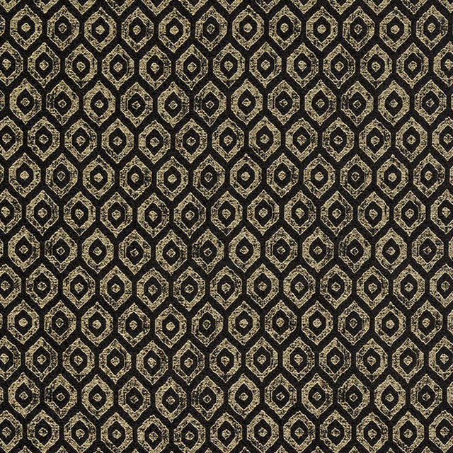 Black and antique-gold geometric fabric with a small repeating diamond motif
