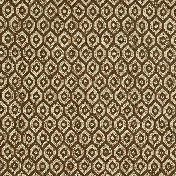 Warm sand-beige geometric fabric with small diamond motifs and subtle shimmer