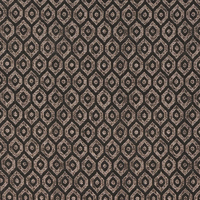 Close-up of smoky charcoal geometric fabric with subtle metallic sheen