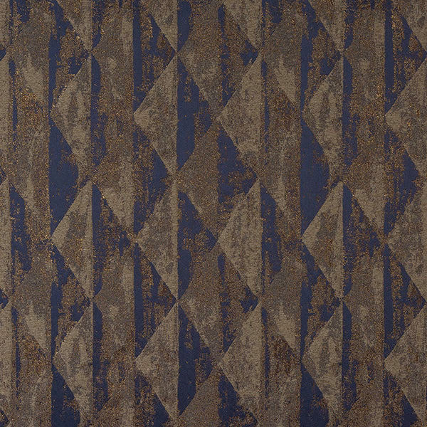Deep amethyst and blue geometric fabric with a subtle metallic shimmer