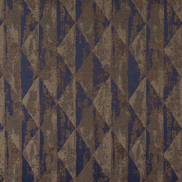 Deep amethyst and blue geometric fabric with a subtle metallic shimmer