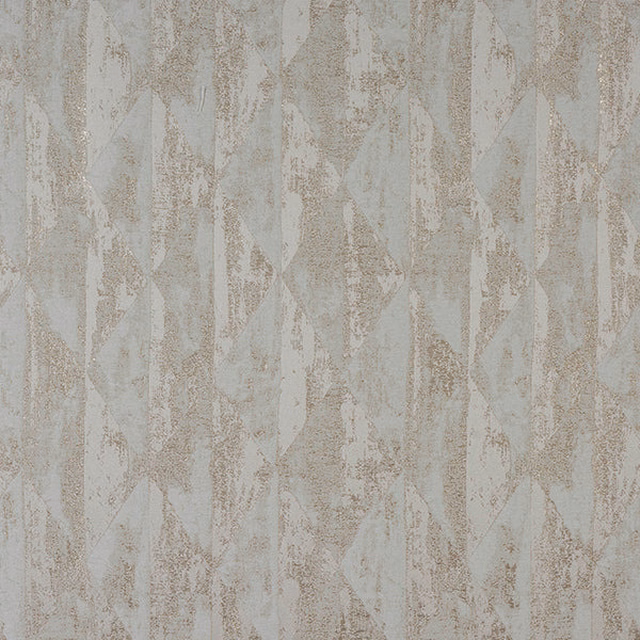 Pale beige-grey geometric fabric swatch with subtle metallic shimmer
