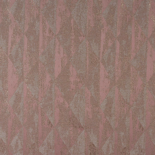 Rose-gold geometric fabric swatch with dusty pink metallic sheen
