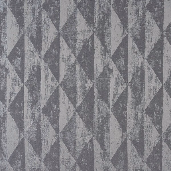Silver-grey geometric fabric with a softly distressed metallic sheen