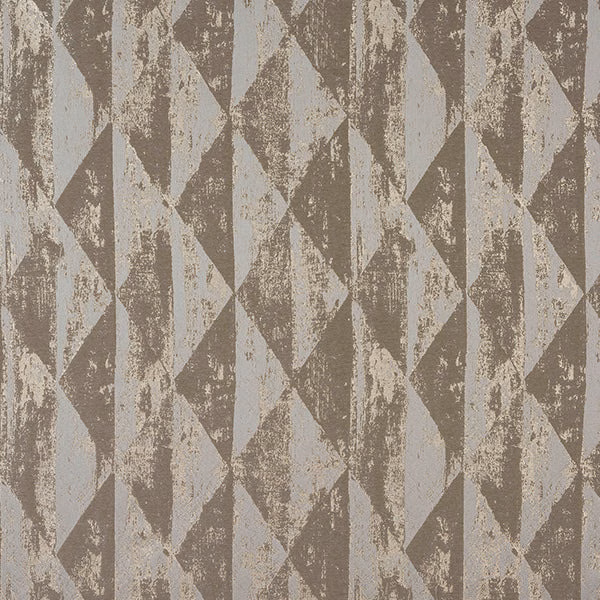 Stone taupe geometric fabric with pale beige diamond shapes and subtle metallic texture