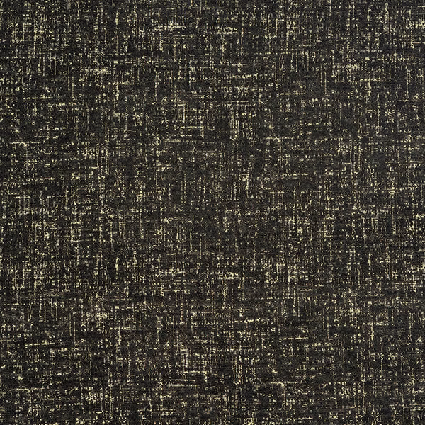 Close-up of dark charcoal textured fabric with fine gold shimmer flecks