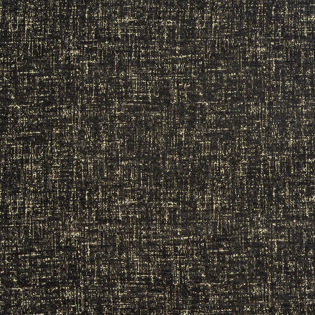 Close-up of dark charcoal textured fabric with fine gold shimmer flecks