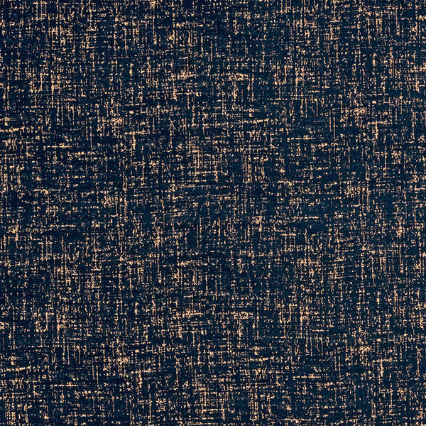 Deep indigo textured fabric with fine coppery metallic flecks
