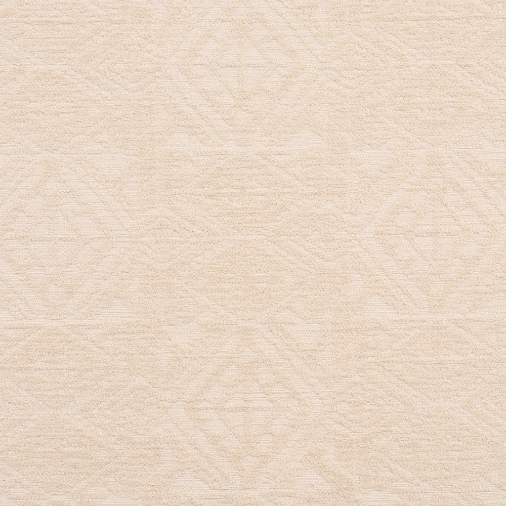 Pale cream woven fabric with subtle diamond geometric pattern and soft texture