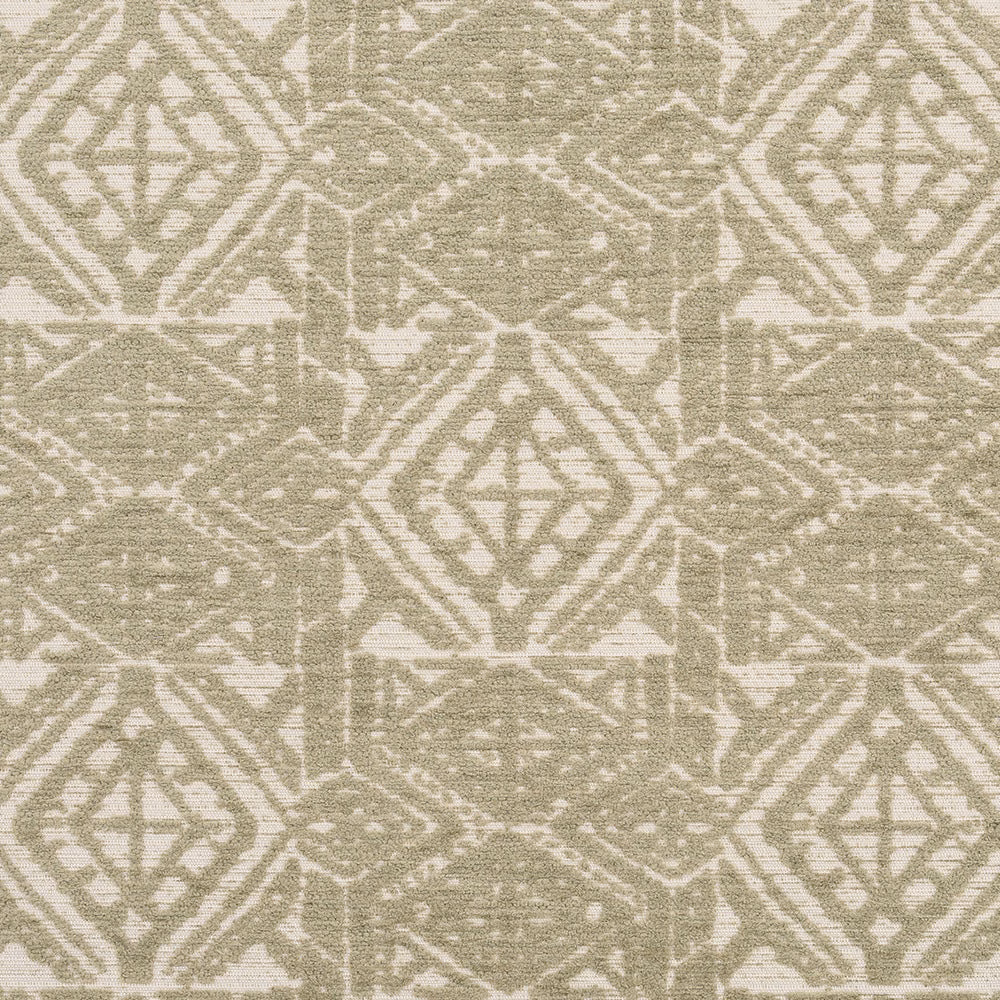 Soft sage geometric upholstery fabric with textured woven diamond motif