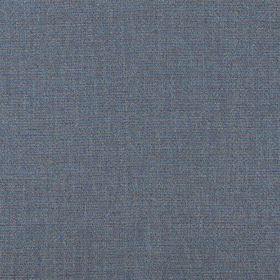 Close-up of muted slate blue woven upholstery fabric with fine textured weave