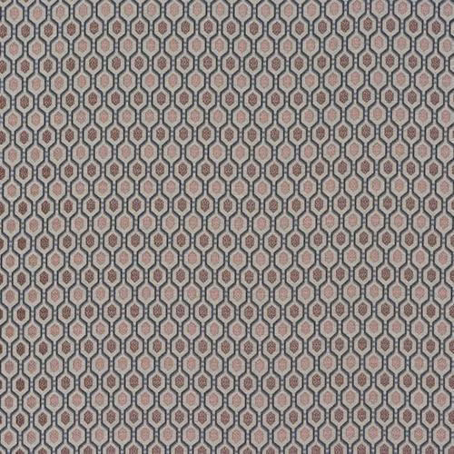 Blush pink geometric upholstery fabric with small repeating hexagon motif