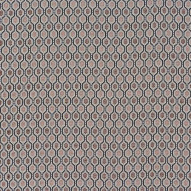 Blush pink geometric upholstery fabric with small repeating hexagon motif