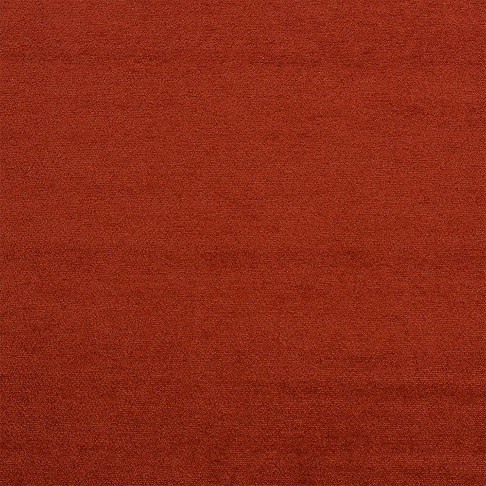 Close-up of burnt sienna red woven upholstery fabric with fine texture