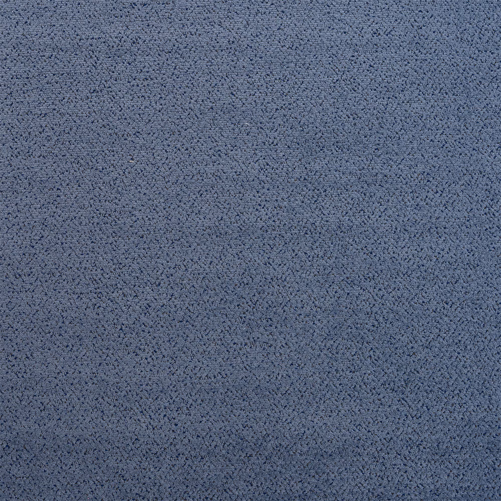 Muted denim-blue textured upholstery fabric with a fine pebbled weave