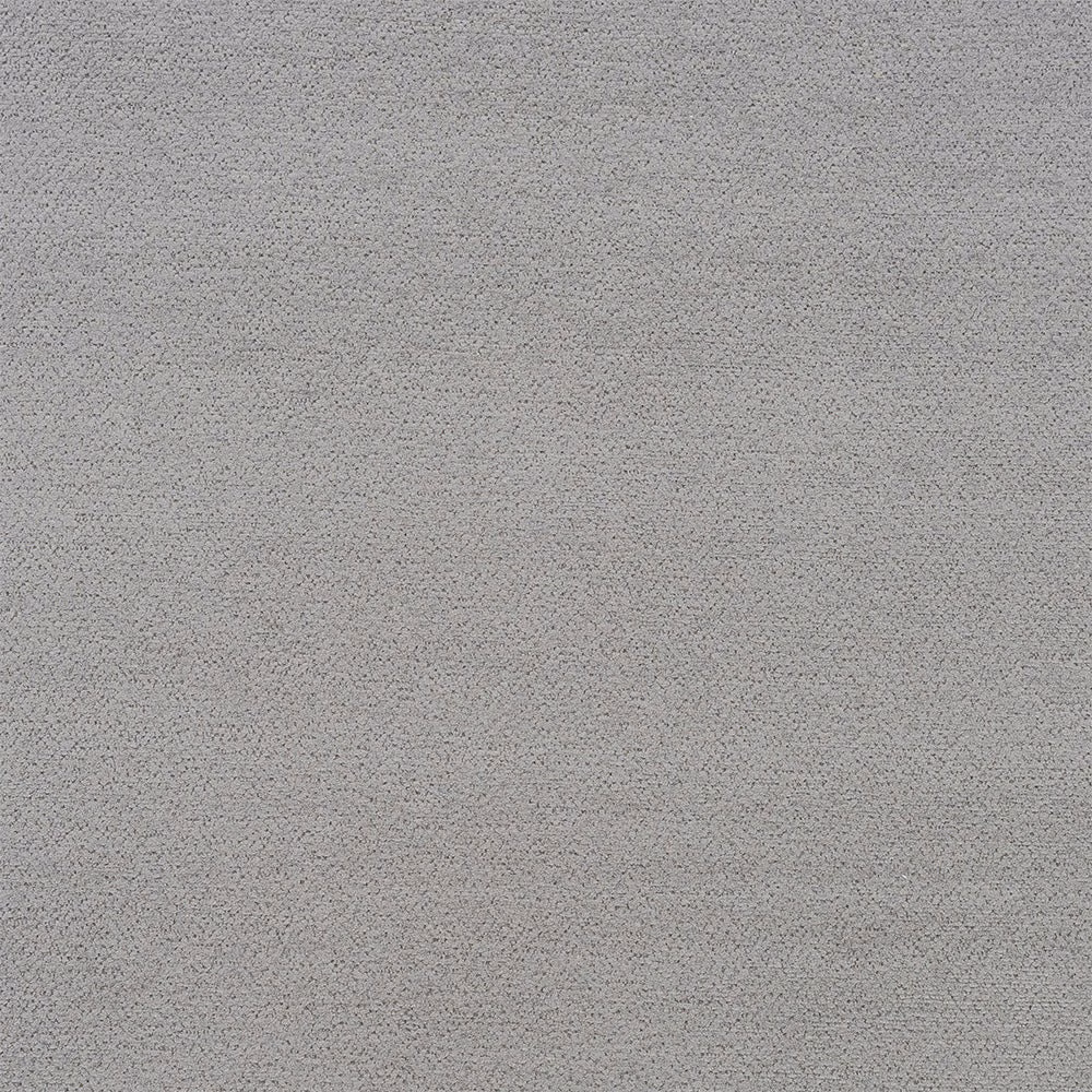 Close-up of soft dove grey woven upholstery fabric with fine peppered texture