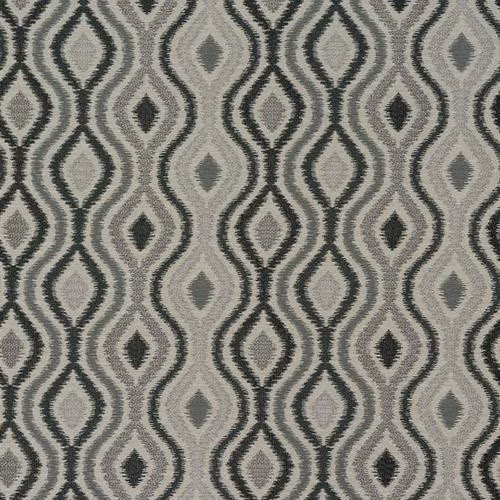 Dove grey geometric upholstery fabric with looping diamond motif