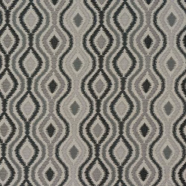 Dove grey geometric upholstery fabric with looping diamond motif