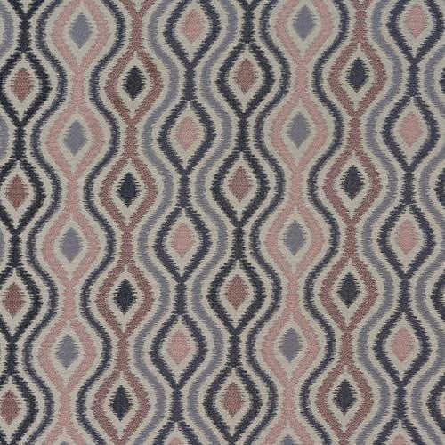 Blush and navy diamond geometric upholstery fabric with textured woven finish