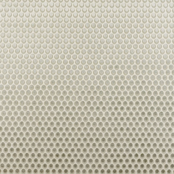Pale olive geometric fabric with small circular motif on a light ground