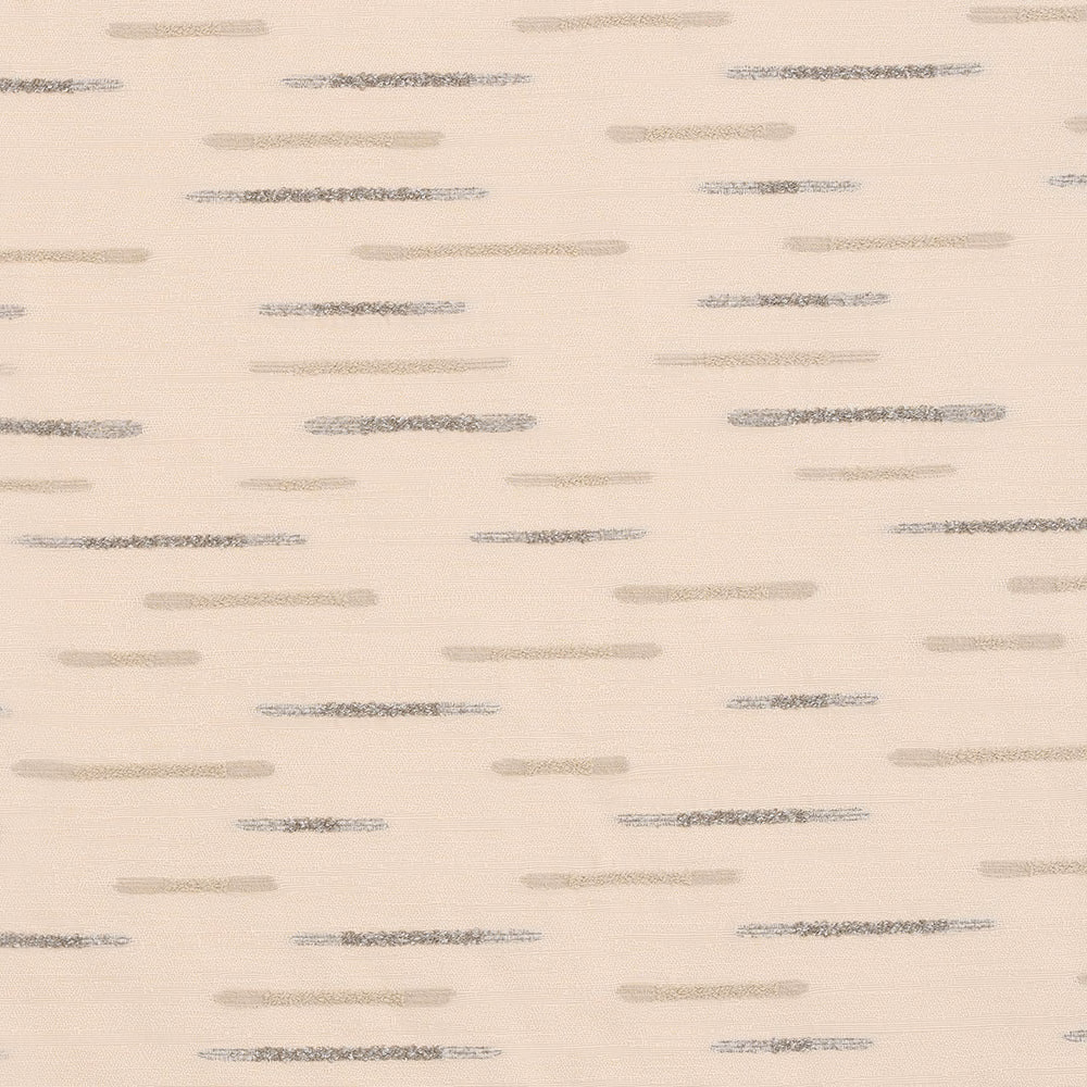 Cream fabric swatch with scattered grey-beige horizontal dash stripes