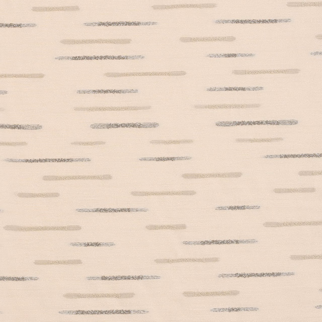 Cream fabric swatch with scattered grey-beige horizontal dash stripes