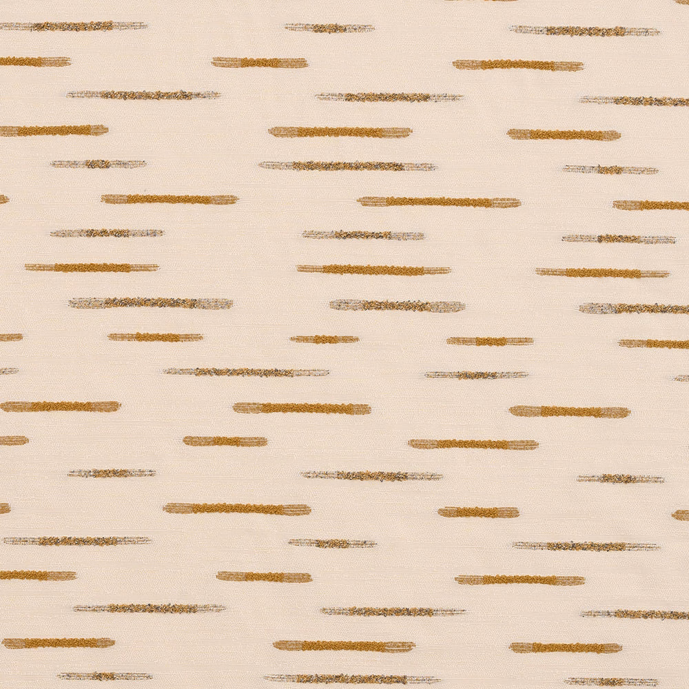 Cream fabric with small horizontal ochre and muted gold brush-like stripes