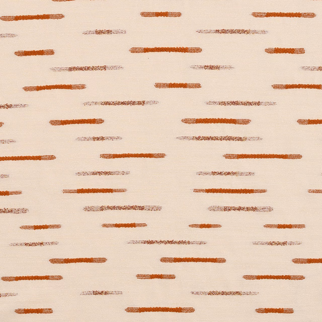 Cream fabric with scattered short terracotta dash motif