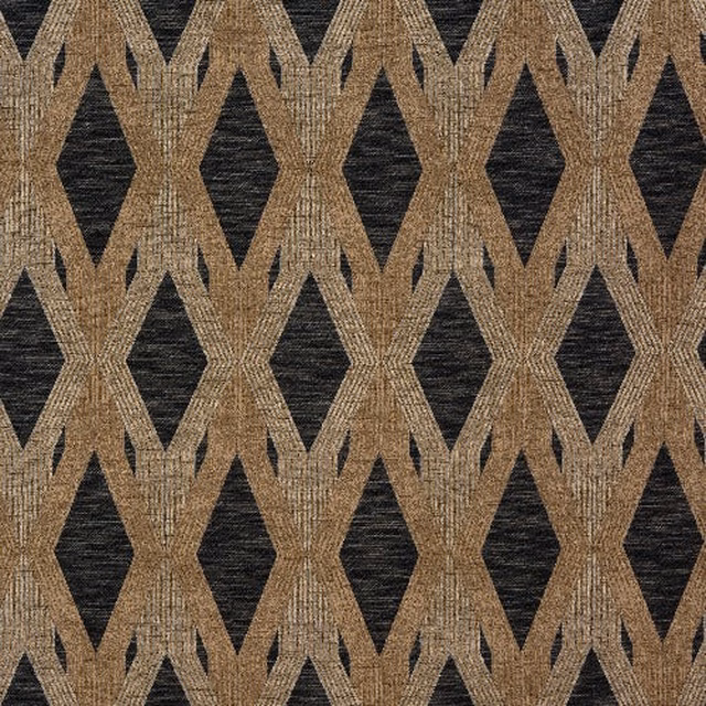 Gold geometric diamond weave on a dark ground, textured fabric swatch