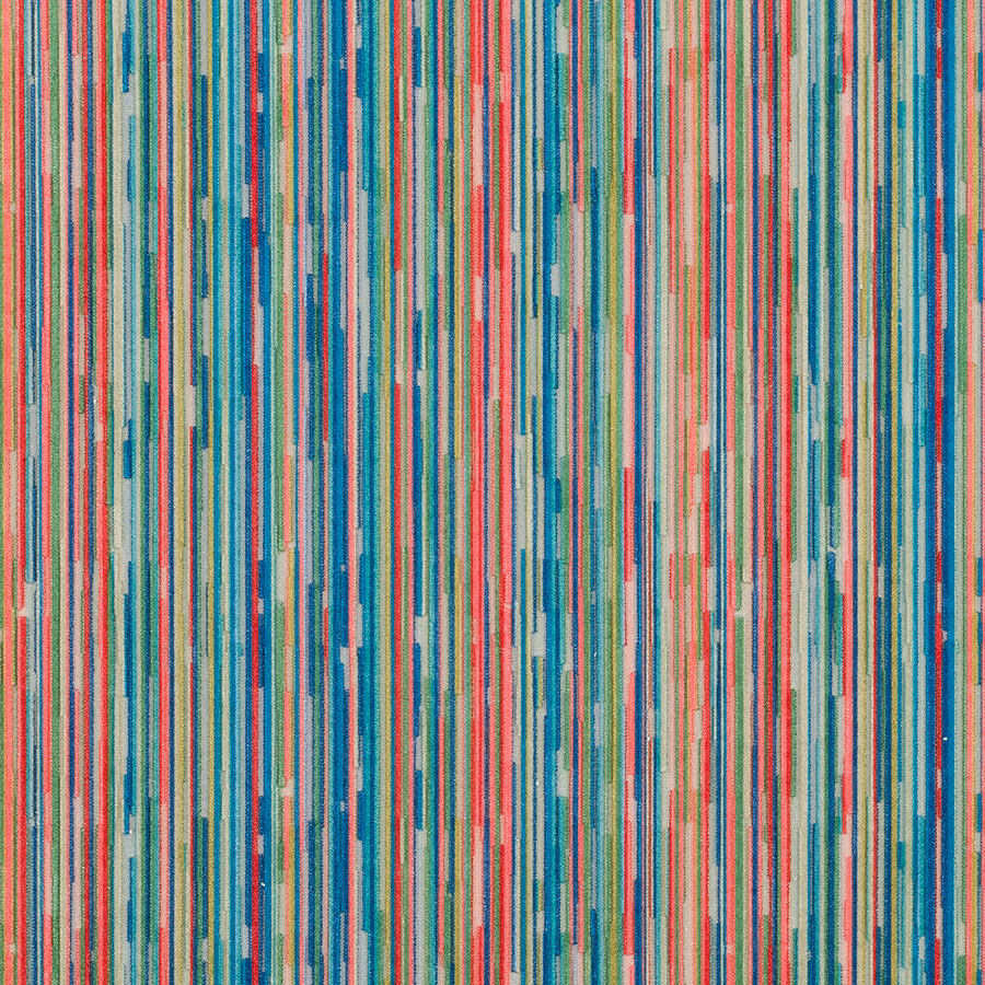 Close-up of multicoloured vertical striped velvet in teal, pink, cream and green