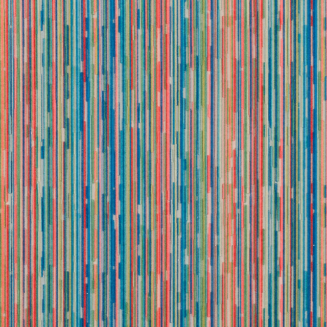 Close-up of multicoloured vertical striped velvet in teal, pink, cream and green