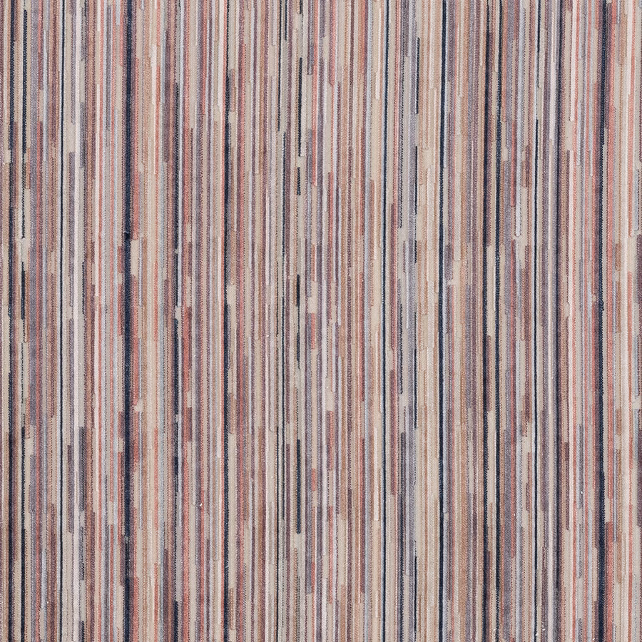 Close-up of dusty blush and taupe vertical striped velvet fabric