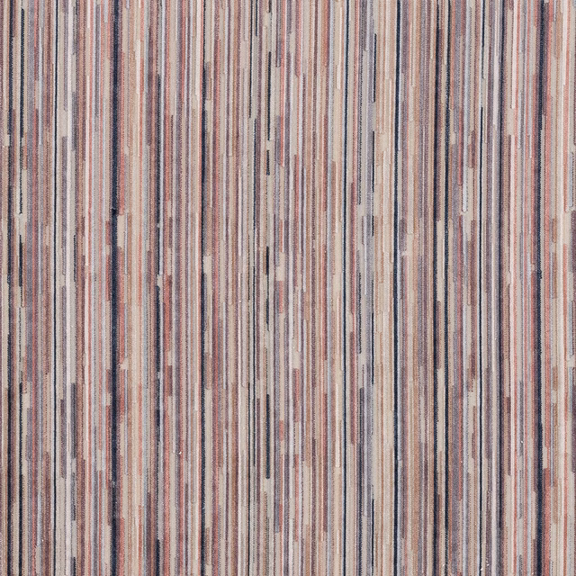 Close-up of dusty blush and taupe vertical striped velvet fabric