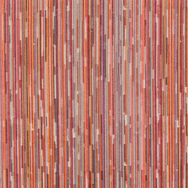 Vertical textured velvet stripes in mulberry pink, plum, cream and orange