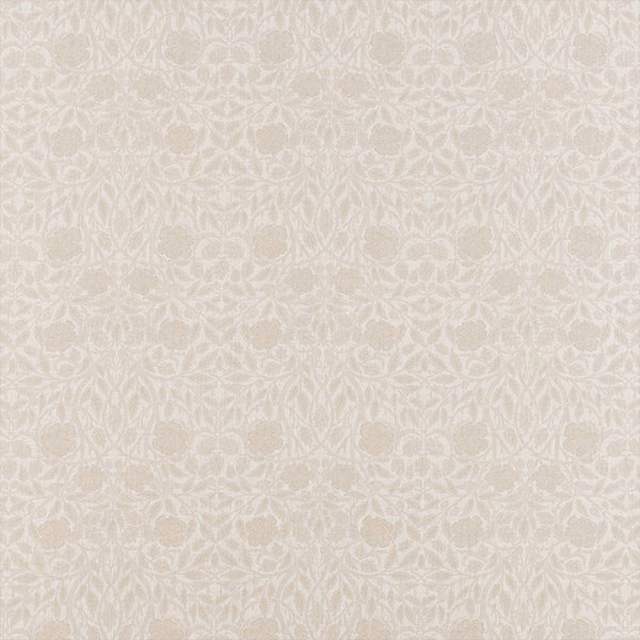 Pale ivory floral fabric swatch with an all-over tone-on-tone pattern